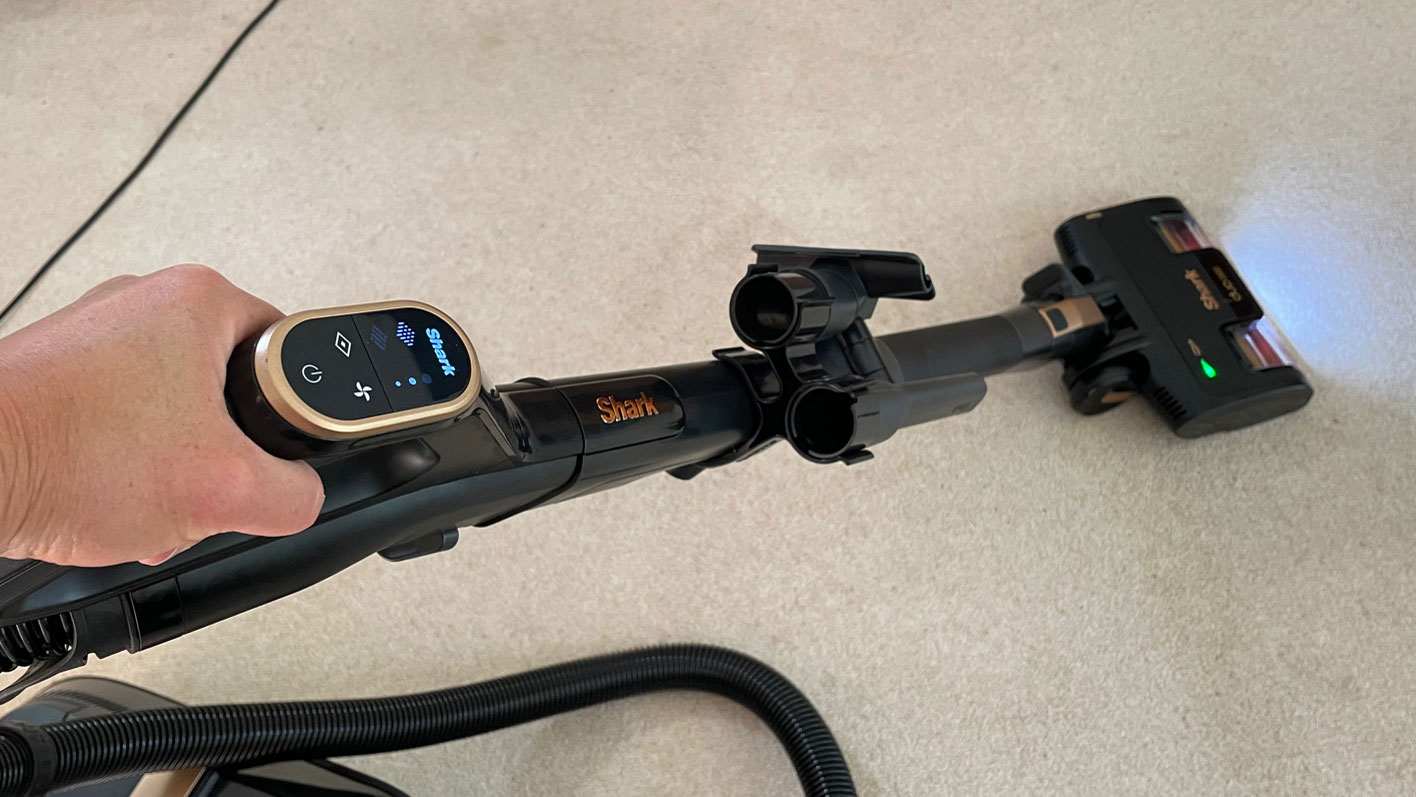 Shark Vertex Canister Vacuum being tested in writer's home